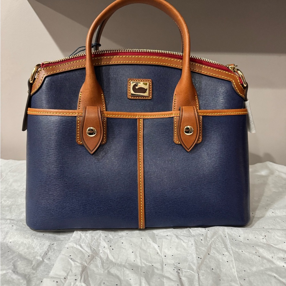 Dooney & Bourke Blue and Brown Satchel